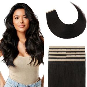 Natural Black Remy Human Hair Wide Width 20 Inch Tape In Hair Extensions